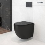 Oltens Hamnes Stille miska wisząca WC PureRim SmartClean z deską wolnoopadającą czarna 42522300