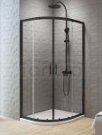 NEW TRENDY Kabina prysznicowa NEW VARIA BLACK 2D półokrągła R55 U 80x80x200 szkło czyste 6mm Active Shield K-5473