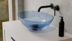 BESCO Umywalka 50x35 Anya Blue Wave + syfon chrom #UMA-50-BWC