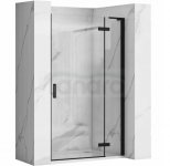 REA - Drzwi prysznicowe składane, łamane HUGO 90 Black / Czarne + listwa magnetyczna wymagana do montażu we wnęce