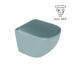 EXCELLENT Luqa miska WC 48 cm wisząca bezrantowa, z system spłukiwania Spin 360, z deską wolnoopadającą, mint blue mat CEAC.6403.K.6405.480.MBM 