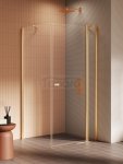 NEW TRENDY Kabina prysznicowa NEW SOLEO GOLD BRUSHED 1D prostokątna U 100x90x195 szkło czyste 6mm Active Shield 2.0 - z el. stałym K-4208