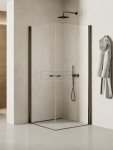 NEW TRENDY Kabina prysznicowa NEW SOLEO GUNMETAL BRUSHED 2D prostokątna U 80x80x195 szkło czyste 6mm Active Shield - wahadłowe K-2177