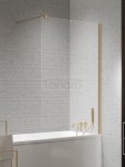 NEW TRENDY Parawan nawannowy NESTA GOLD BRUSHED stały U 80x140 szkło czyste 8mm Active Shield 2.0 - wsp. równoległy P-0212-WP