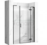 REA - Drzwi prysznicowe składane, łamane HUGO 130 Black / Czarne  + listwa magnetyczna wymagana do montażu we wnęce