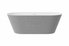 BESCO Wanna wolnostojąca Deeva Glam Srebrna 150x75 + maskownica odpływu czarny matt #WWA-150DGSB