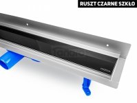 OKEDA Przyścienny odpływ liniowy OKEDA® PRIME LINE™ - BLACK GLASS - CZARNE SZKŁO 60cm 21600.06