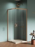NEW TRENDY Kabina prysznicowa PRIME COPPER BRUSHED 2D prostokątna 90x100x200 szkło czyste 6mm Active Shield 2.0 D-0810A/D-0813A