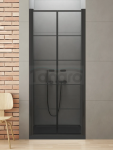 NEW TRENDY Drzwi wnękowe New Soleo Black, wahadłowe, podwójne, z dodatkową ścianką 100x195 Ze wzorem kratki D-0282A