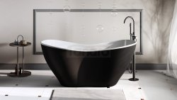 BESCO Wanna wolnostojąca Viya B&W 170x72 + klik-klak chrom czyszczony od góry #WMD-170-VWC