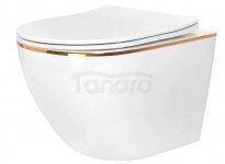 REA - Misa WC podwieszana CARLO Mini Rimless Flat Tornado GOLD EDGE