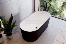 BESCO Wanna wolnostojąca Lova B&W 160x74 + klik-klak czarny matt czyszczony od góry #WWM-160LBKB