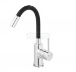 FERRO - Bateria umywalkowa FIESTA stojąca, elastyczna wylewka, czarna  BFI2FB