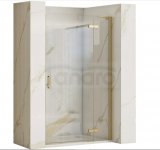 REA - Drzwi prysznicowe składane, łamane HUGO 100 Gold Brush / Złote Szczotkowane + listwa magnetyczna wymagana do montażu we wnęce
