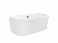 BESCO Wanna przyścienna wolnostojąca Volya 160 + syfon klik-klak chrom z przelewem slim #WKV-160-WSS