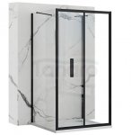 REA - Kabina Prysznicowa Przyścienna RAPID FOLD Black - Czarna /drzwi 90 + ścianka 100 x2 + ramię x2