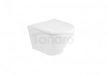 ROCA - GAP Round zestaw WC ceramiczny podwieszany na stelażu/ do ściany z odpływem poziomym 35.5 x 54 x 44 cm biały w komplecie: miska zaokrąglona Rimless (A3460NL000) + deska wolnoopadająca SUPRALIT (A801D12001)  A34H0N2000