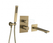 LAVEO Bateria wannowa podtynkowa z zestawem natryskowym TORES złoto szczotkowane BVT_G11P