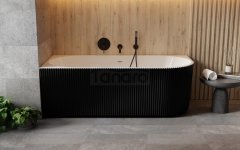 BESCO Wanna wolnostojąca przyścienna Denaya B&W 170x78 Lewa + maskownica odpływu czarna #WASB-170DLB