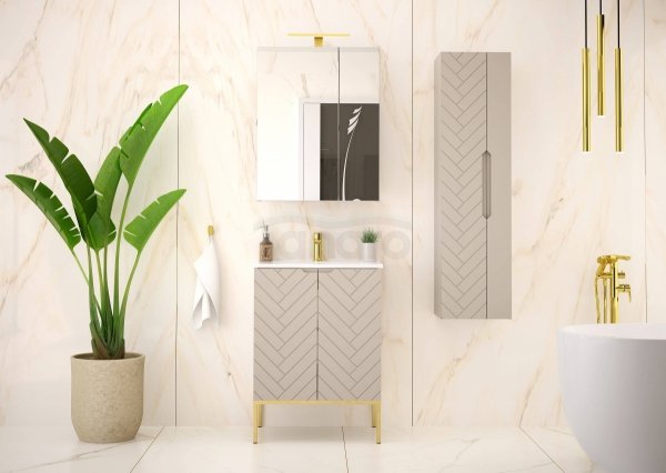 MEGSTYL ASPEN-09 - Szafka Pod Umywalkę 2D 60cm kaszmir złoty stelaż ASPEN-000026