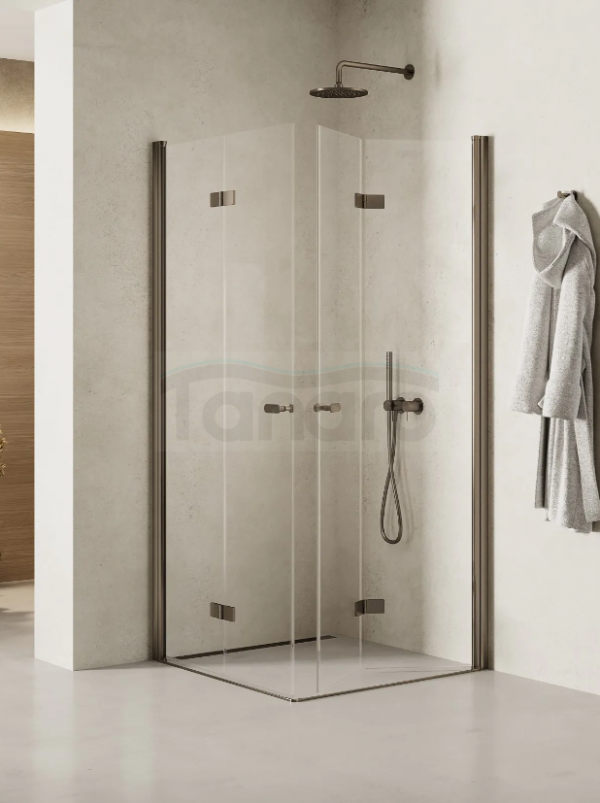 NEW TRENDY Kabina prysznicowa 90x90 New Soleo Gunmetal Brushed, Drzwi składane, podwójne K-2251