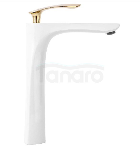 REA - Bateria umywalkowa ORBIT White Gold / Biało Złota Wysoka