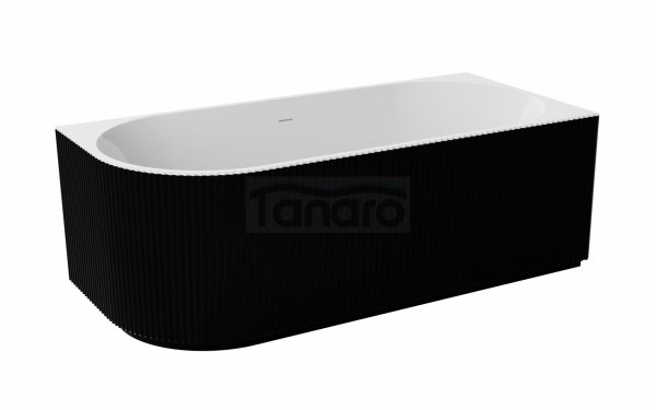 BESCO Wanna wolnostojąca przyścienna Denaya B&amp;W 150x75 Lewa + maskownica odpływu złota #WASB-150DLG