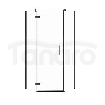 CERSANIT - Kabina prysznicowa pięciokątna CITY by Cersanit 90x90x195 CZARNA szkło transparentne LEWA  S584-083