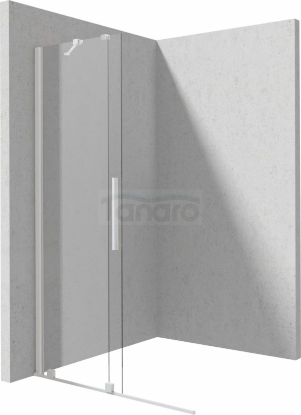 DEANTE - Ścianka prysznicowa przesuwna PRIZMA walk-in 100 szkło transparentne, profil - bianco  KTJ_A30R