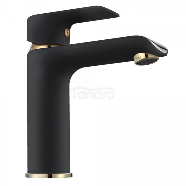 REA - Bateria umywalkowa BLOOM Black-Gold/Czarno-Złota niska