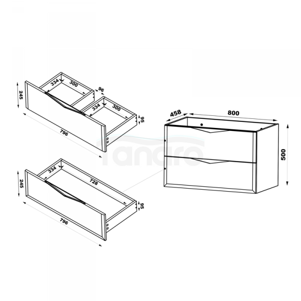 MEGSTYL DELICA-01 Szafka z umywalką 80cm kaszmir DELICA-0000-0036