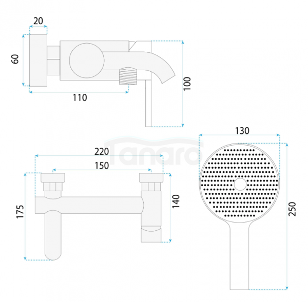 REA Bateria wannowa Rea Foster Złoty Szczotkowany