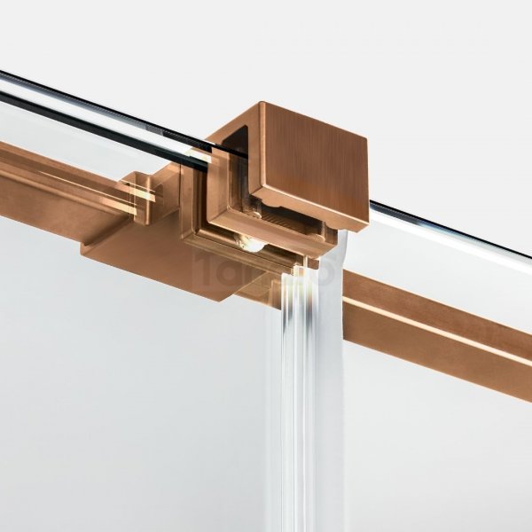 NEW TRENDY Kabina prysznicowa SMART COPPER BRUSHED 1D walk-in U 80x200 szkło czyste 8mm Active Shield 2.0 - WSPORNIK SKOŚNY EXK-7767-WU