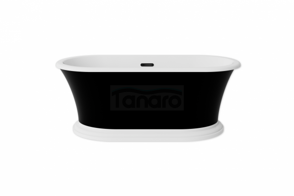 BESCO Wanna wolnostojąca Ziva B&amp;W 160x75 + klik-klak z przelewem szczelinowym gun metal #WWA160ZBSGR
