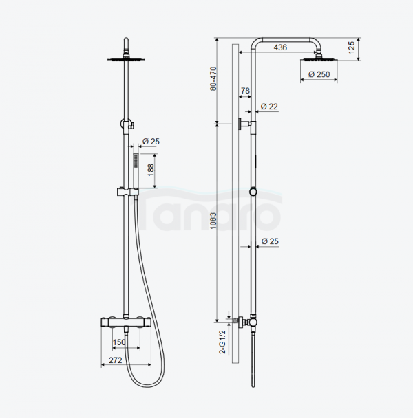 EXCELLENT Termo Round zestaw prysznicowy termostatyczny, miedziany szczotkowany ARAC.SY.107CB