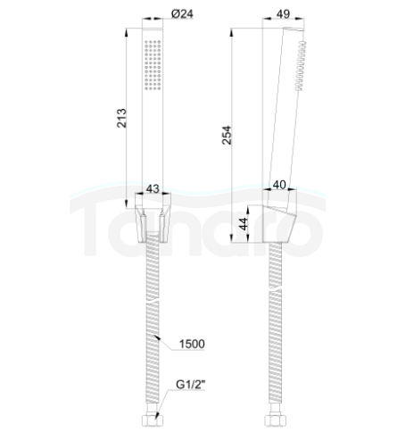 INVENA Zestaw natryskowy 1-punktowy Alonia chrom AU-70-M01-V