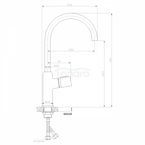 INVENA - Bateria zlewozmywakowa GABRO PLUS chrom  BZ-3P-001-V