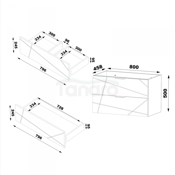MEGSTYL WOOD-01 Szafka z umywalką 80cm biały mat  WOOD-0000-0109