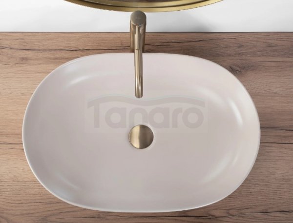 REA - Umywalka nablatowa CLEO 61 Beige Matt / Beżowa matowa