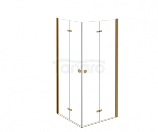 BESCO Kabina kwadratowa składana 80x80x195 Exo-H 80 Brushed Gold KEHZS-80-195