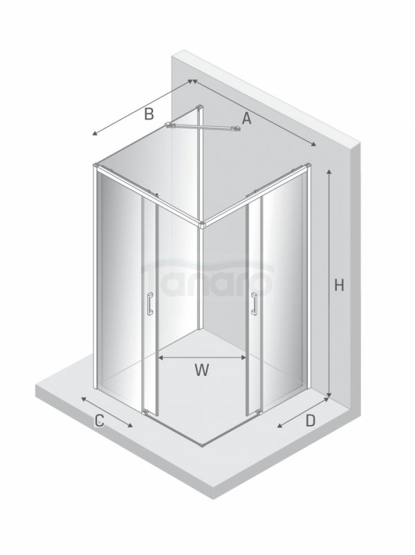 NEW TRENDY Kabina prysznicowa PRIME GUNMETAL BRUSHED 2D prostokątna przyścienna P 90x80x200 szkło czyste 6mm Active Shield 2.0 K-4969