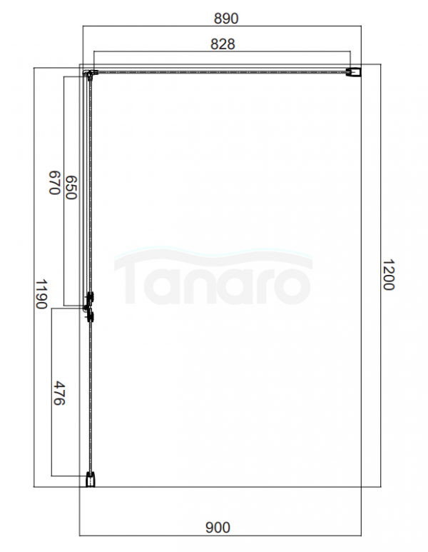 OMNIRES Kabina prysznicowa prostokątna z drzwiami uchylnymi, 90x120 cm MH1290BLTR