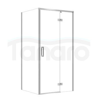 CERSANIT - Set C110 - Kabina prostokątna LARGA na zawiasach 100x80X195  PRAWA  Chrom szkło transparentne  S601-310