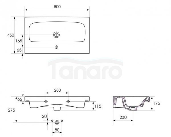 CERSANIT - Umywalka meblowa MODUO 80x45 box  K116-013