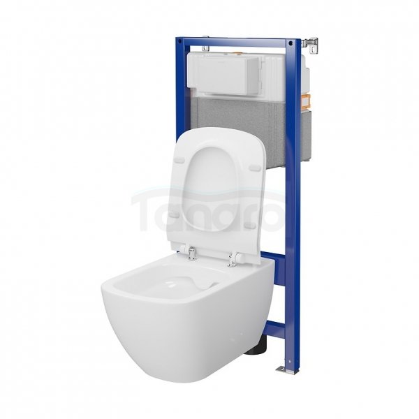CERSANIT - Set C27 - stelaż podtynkowy AQUA 50 PNEU QF + miska zawieszana VIRGO by Cersanit CleanOn  + deska duroplastowa SLIM antybakteryjna, wolnoopadająca, z funkcją łatwego wypinania  S701-806