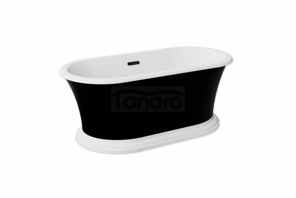 BESCO Wanna wolnostojąca Ziva Matt B&amp;W 160x75 + klik-klak z przelewem szczelinowym gun metal #WMA160ZBSGR