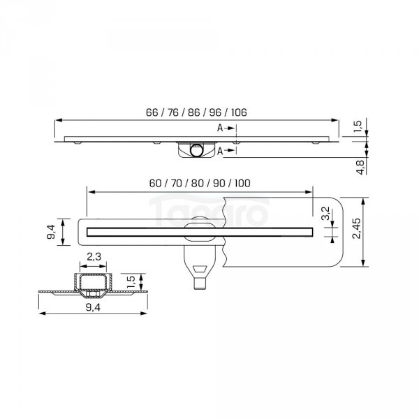 NEW TRENDY Odpływ VISIO SLIM ruszt szczotkowany 70cm OL-0087