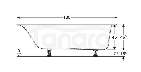 GEBERIT - Wanna prostokątna SOANA SLIM 180x80 z nogami  554.015.01.1