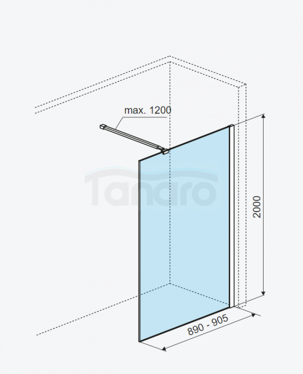 EXCELLENT Vidoq walk-in ścianka prysznicowa prosta 90x200 cm, powłoka Clean Control, czarny mat KAEX.1506.900.LP.BL
