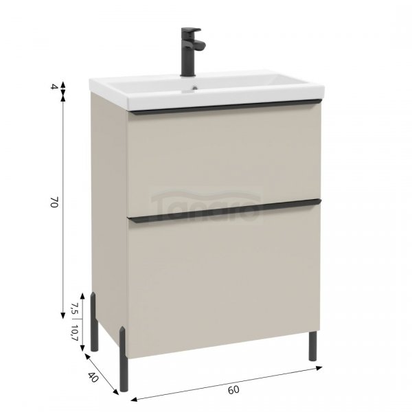 DEFTRANS szafka pod umywalkę z dwiema szufladami Nino D60 kaszmir mat 304-D-06005
